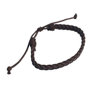 Brown Braided Adjustable Handmade Bracelet Leather Unisex Casual Bracelet Gift